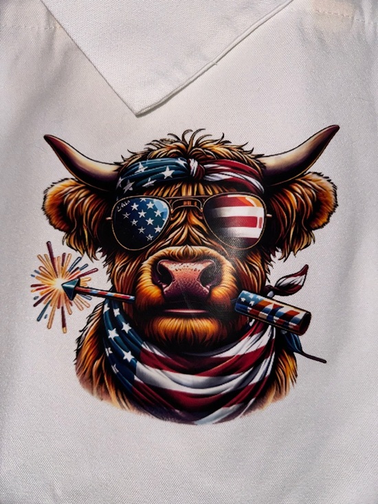 NEW Handcrafted Patriotic Highland Cow Tote Bag With Matching Small Pouch - Picture 2 of 4